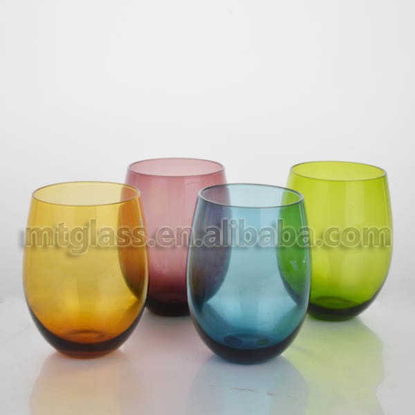 固体着色されたガラスタンブラー手作り/茎のないワイングラス/ガラスの岩-グラス問屋・仕入れ・卸・卸売り
