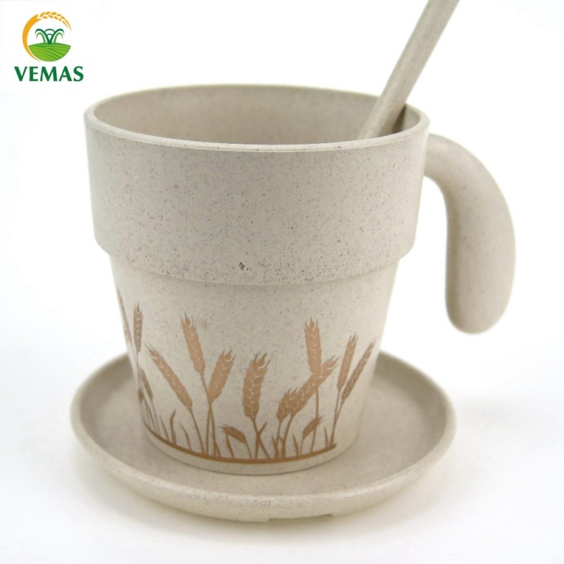 Vemas 320ミリリットル水田の繊維プラスチック茶/コーヒーカップでハンドル-マグカップ問屋・仕入れ・卸・卸売り