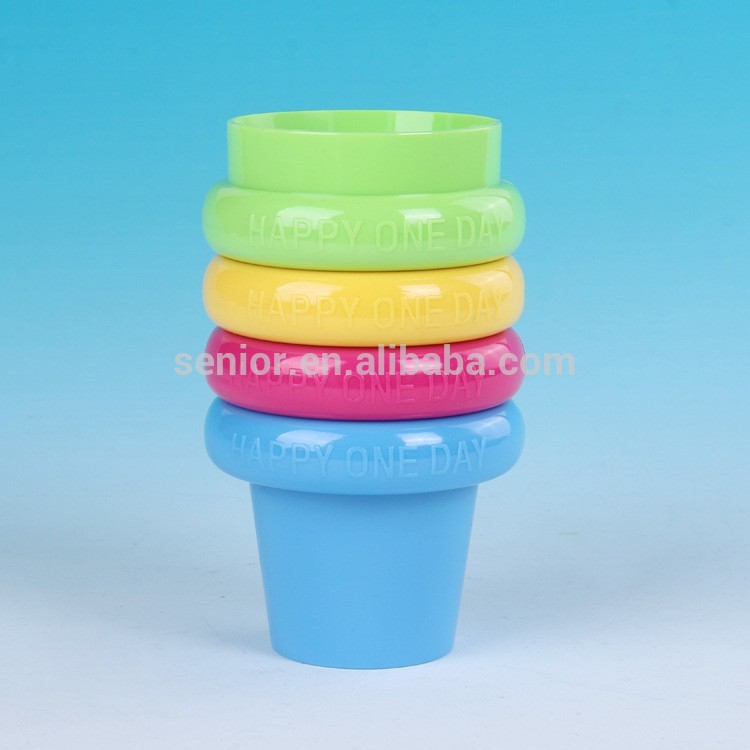 食品グレードのプラスチックカップセット4幸せの子供用パソコン-カップ、ソーサー問屋・仕入れ・卸・卸売り