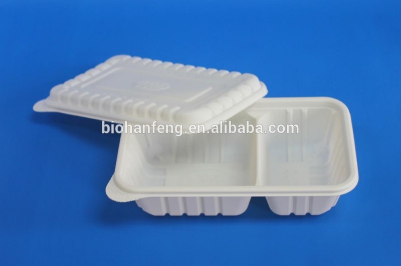 生分解性のトウモロコシ澱粉お弁当箱ふたが付いている二つの区画-その他食器類問屋・仕入れ・卸・卸売り