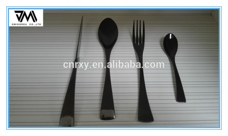 黒ミラーまたはマットpvdゴールドコーティングされたカトラリーセットから中国工場-その他食器類問屋・仕入れ・卸・卸売り