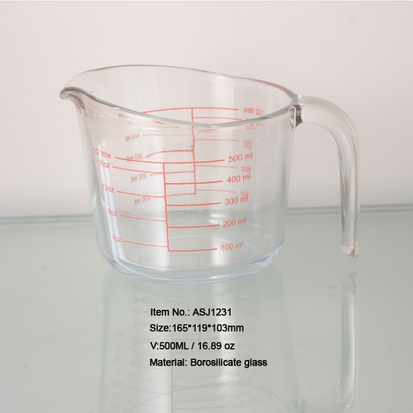 無料サンプル! 実験室のガラス計量カップ0.5リットル/ガラスの水差し/測定投手-測定機器問屋・仕入れ・卸・卸売り