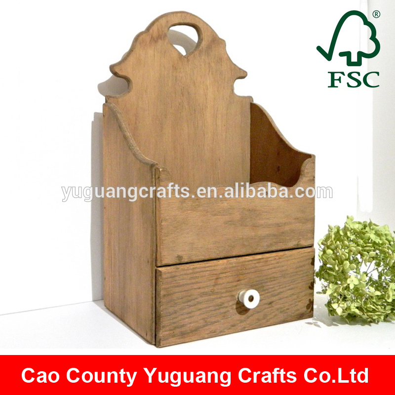 Yuguang工芸fsc手作り壁掛け木製塩ホルダー付き引き出し-問屋・仕入れ・卸・卸売り