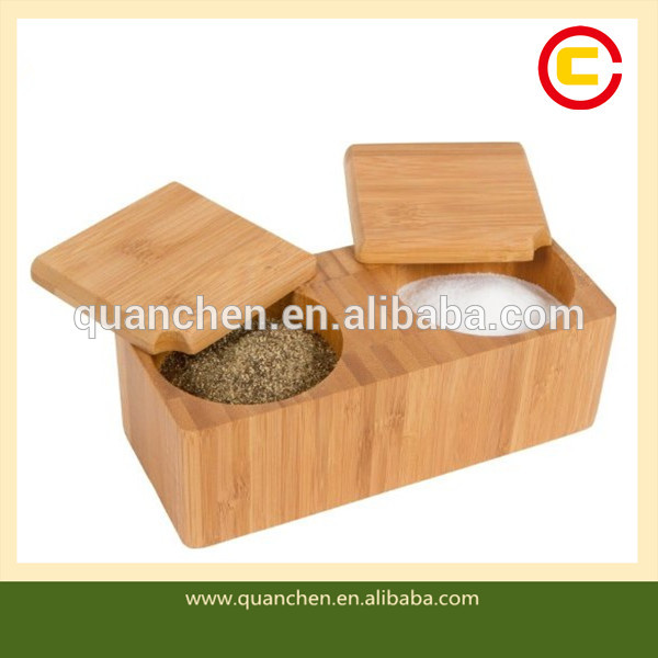 装飾的な二重- ピース竹製スパイスボックス-香辛料関連道具問屋・仕入れ・卸・卸売り