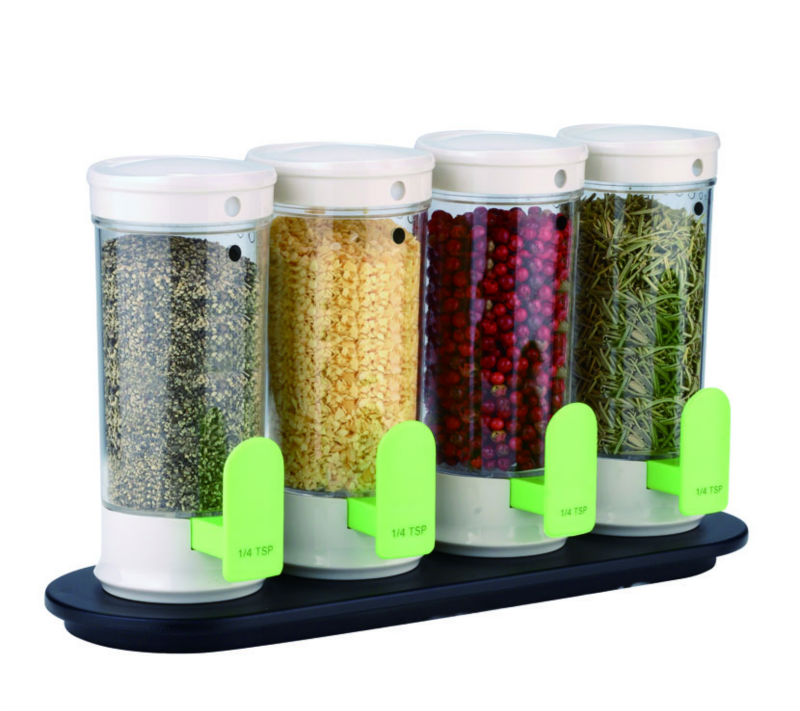 sinoglass4個丸いプラスチック製の正確な測定スパイスラックセット-香辛料関連道具問屋・仕入れ・卸・卸売り