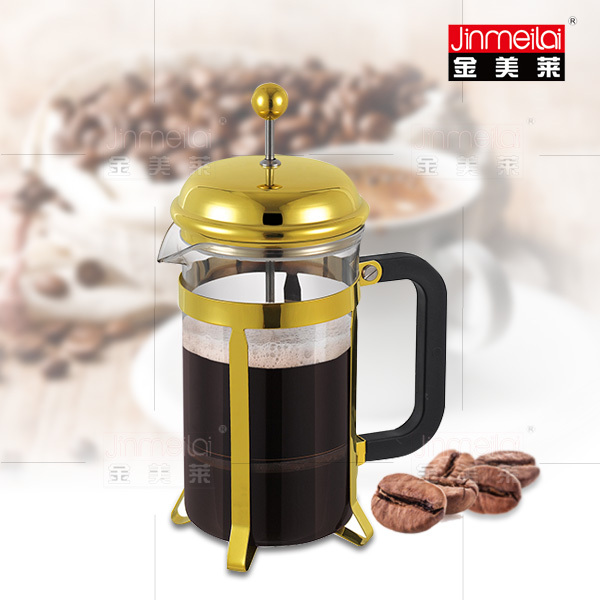 ゴールデンガラスコーヒーポット、コーヒープランジャー、ステンレス鋼フレンチプレス-コーヒー、お茶関連道具問屋・仕入れ・卸・卸売り