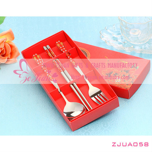 赤メモリーステンレス鋼箸スプーンフォークセットが夕食の食器のための結婚式のプレゼントの-シルバーカトラリーセット問屋・仕入れ・卸・卸売り