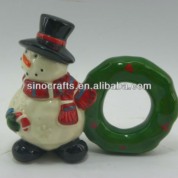 クリスマス装飾的な雪だるまセラミックリングnakin-ナプキンリング問屋・仕入れ・卸・卸売り