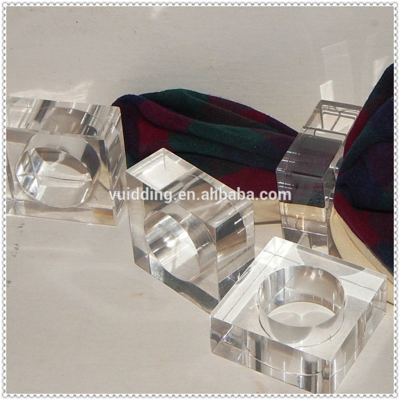 明確な正方形のアクリルのテーブルの装飾のためのナプキンリング-ナプキンリング問屋・仕入れ・卸・卸売り