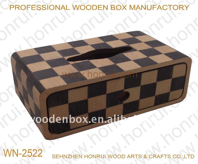 木製のベニヤが付いているMDFのティッシュ箱-ティッシュボックス問屋・仕入れ・卸・卸売り