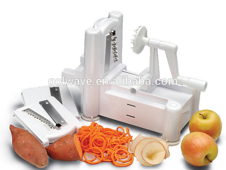 トライブレードスパイラル野菜スライサー/カッター、プラスチックスパゲッティパスタメーカートライブレード野菜spiralizer、三ブレードポテトカッター-フルーツ、野菜関連道具問屋・仕入れ・卸・卸売り
