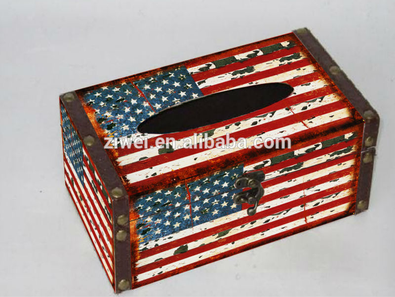 ヴィンテージcanvase木製ティッシュボックス-ティッシュボックス問屋・仕入れ・卸・卸売り