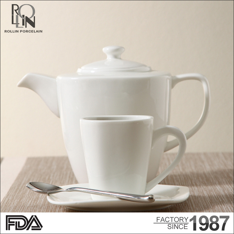 新しいデザインファッション茶カップセットホワイト中国レストランセラミックマグコーヒー磁器マグでソーサーティーポット-食器セット問屋・仕入れ・卸・卸売り