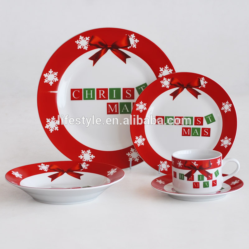 20ピースラウンド形状セラミックディナーセットでクリスマスデザイン-食器セット問屋・仕入れ・卸・卸売り