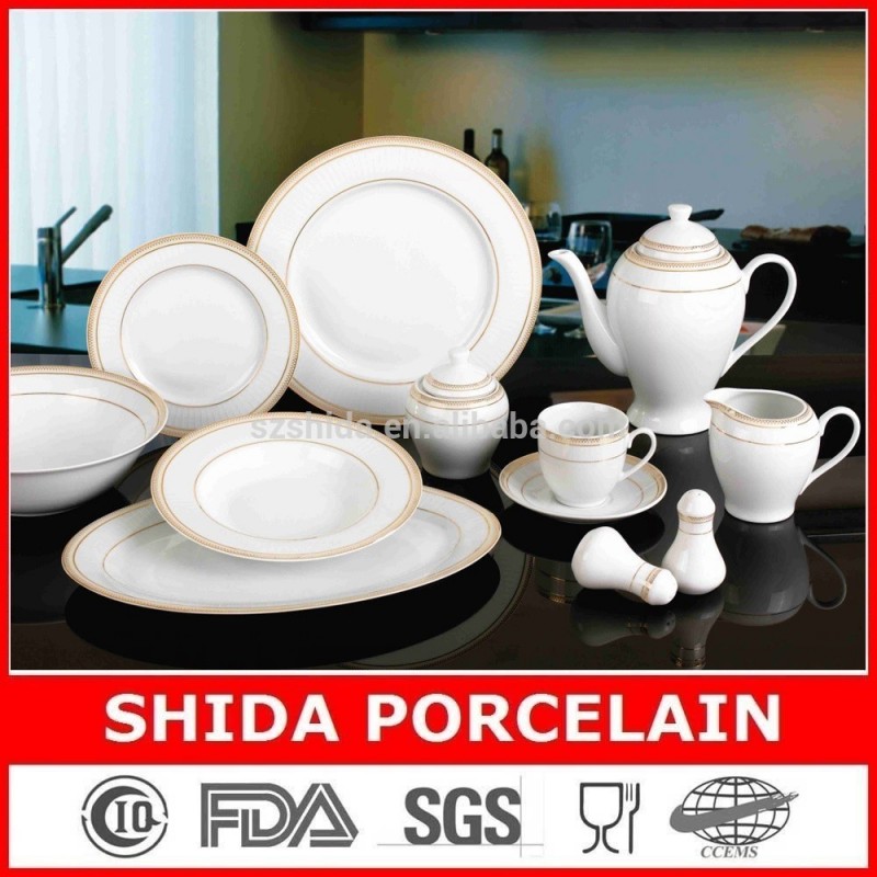 47ピース磁器ディナーセットラウンド形状とゴールドデザインディナーセットSDG14003-75PCS-G-食器セット問屋・仕入れ・卸・卸売り