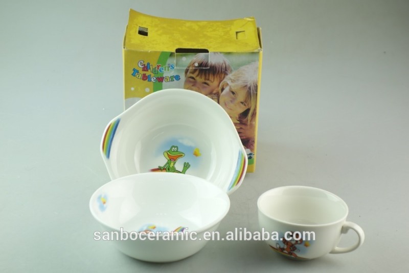 3ピースホワイト磁器ディナーセット子供のため在庫-食器セット問屋・仕入れ・卸・卸売り