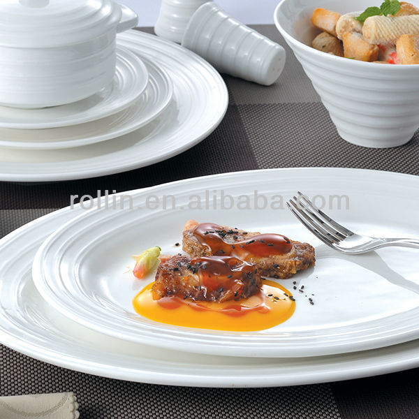 ダブルラインシリーズホテル白いセラミックプレートセット磁器食器、食器セット、磁器のディナーセット-食器セット問屋・仕入れ・卸・卸売り