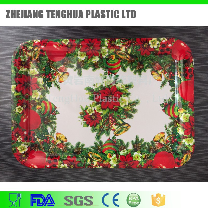 安い印刷版クリスマスサービングトレイフルーツプレートプラスチック板の製造業者-皿類問屋・仕入れ・卸・卸売り