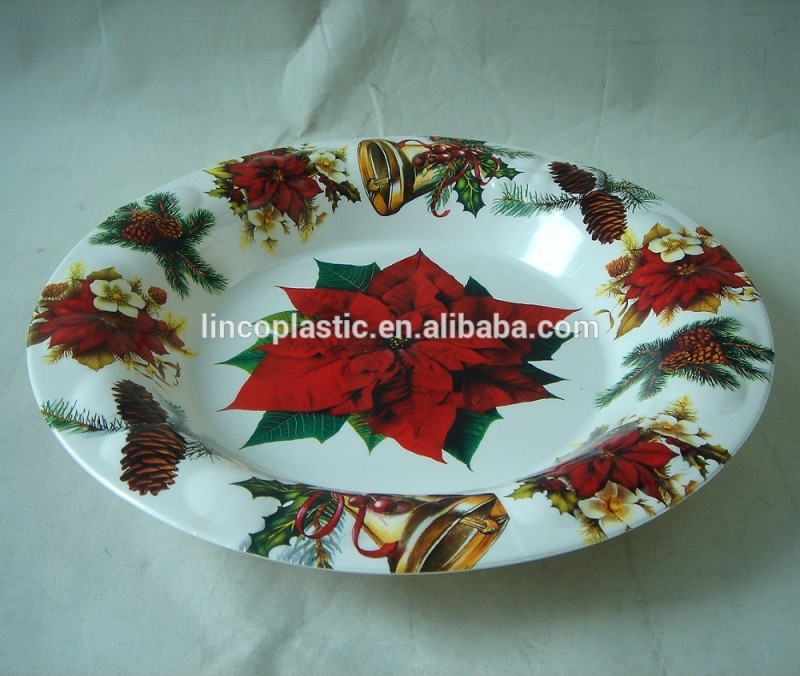 pp素材クリスマス装飾的な円形のプレート-皿類問屋・仕入れ・卸・卸売り