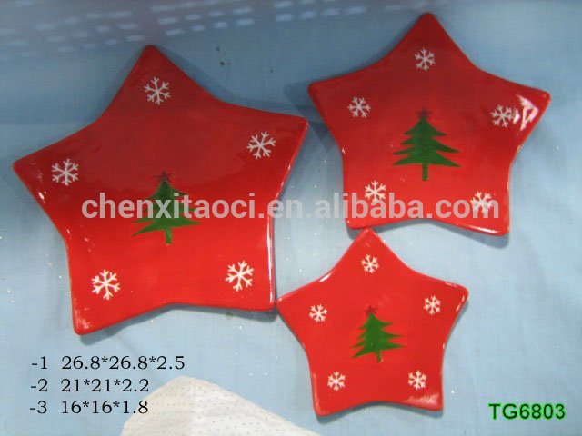 クリスマスツリーセラミック皿、 卸売セラミックプレートのための赤ちゃん、 安い磁器板と様々な形状-皿類問屋・仕入れ・卸・卸売り