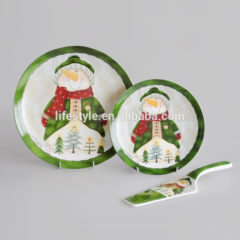セラミッククリスマスケーキプレートでサーバー、クリスマスデザインプレート-皿類問屋・仕入れ・卸・卸売り