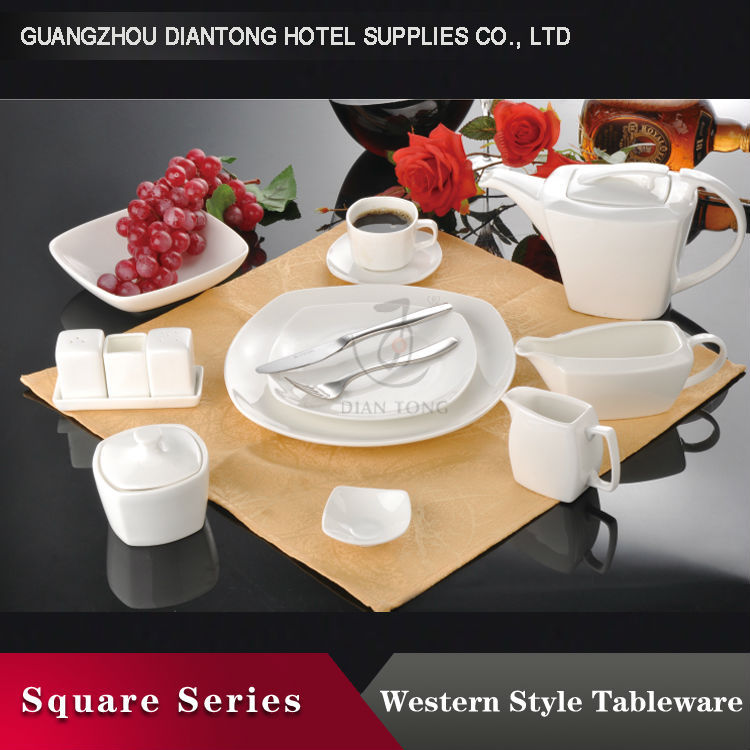 中国のサプライヤー純白の人気のあるデザインセラミックス正方形の食器セット-食器セット問屋・仕入れ・卸・卸売り