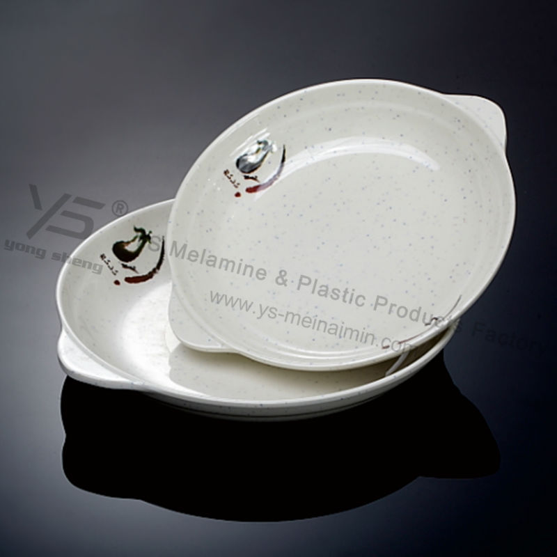 割れないプラスチックパターン付きレストランのアワビ鍋-皿類問屋・仕入れ・卸・卸売り