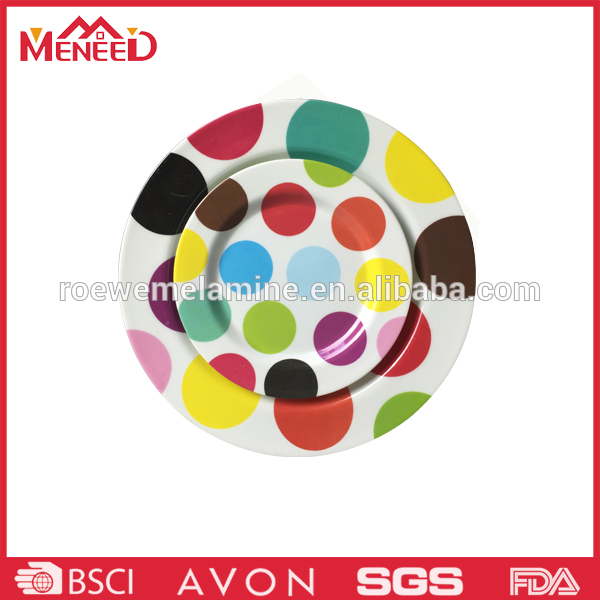 2015卸売ラウンド形状の異なるサイズ虹色メラミンディナープレート-皿類問屋・仕入れ・卸・卸売り