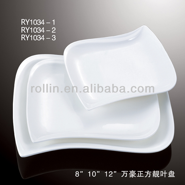 食器洗い機の最も売れている製品2014年白い四角セラミックを使用した当ホテルユニークな形状のディナープレート-皿類問屋・仕入れ・卸・卸売り