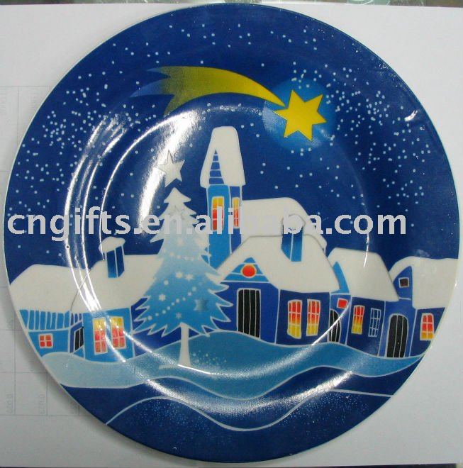 セラミック平板のフルデカールクリスマスのためのお土産磁器の皿-皿類問屋・仕入れ・卸・卸売り