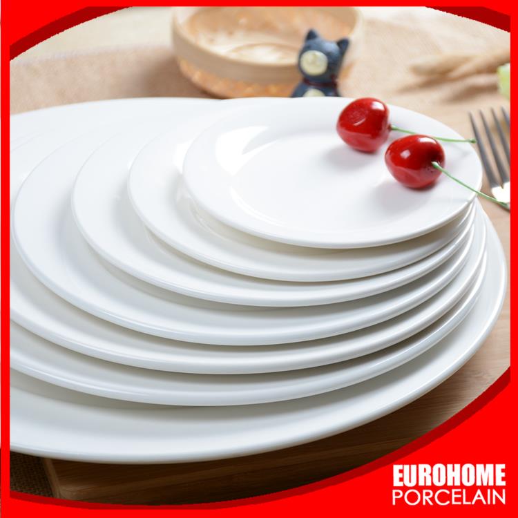 Eurohomeホテルレストラン結婚式の宴会白い細かい磁器デザート皿/セラミックデザート食器プレート-皿類問屋・仕入れ・卸・卸売り
