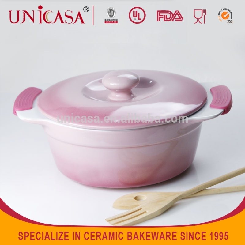 2015熱い販売の高い- 品質ラウンドシリコーンハンドルセラミックスープチュリーン-蓋付き深皿問屋・仕入れ・卸・卸売り
