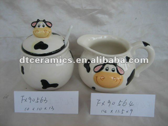 牛設計の陶磁器の砂糖の鍋-シュガーポット、ミルクポット問屋・仕入れ・卸・卸売り