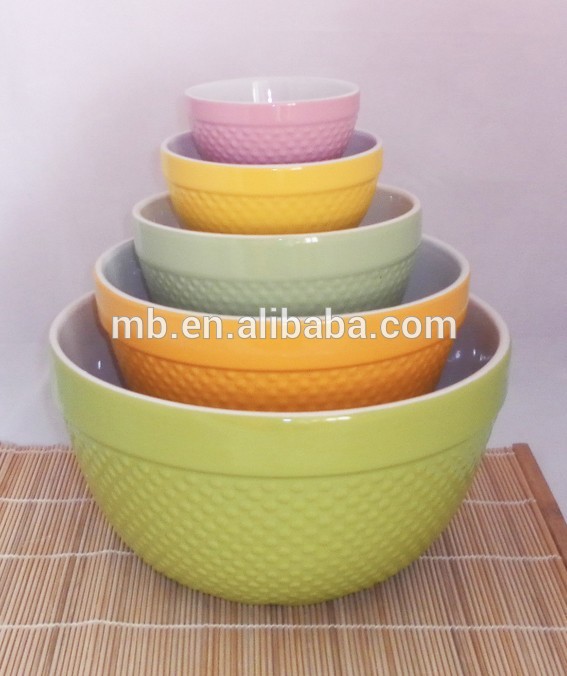 ５本セット( 10.6"、 8.5"、 16.5cm、 5''、 4'') 丸形石器ミキシングボウル-ボウル問屋・仕入れ・卸・卸売り