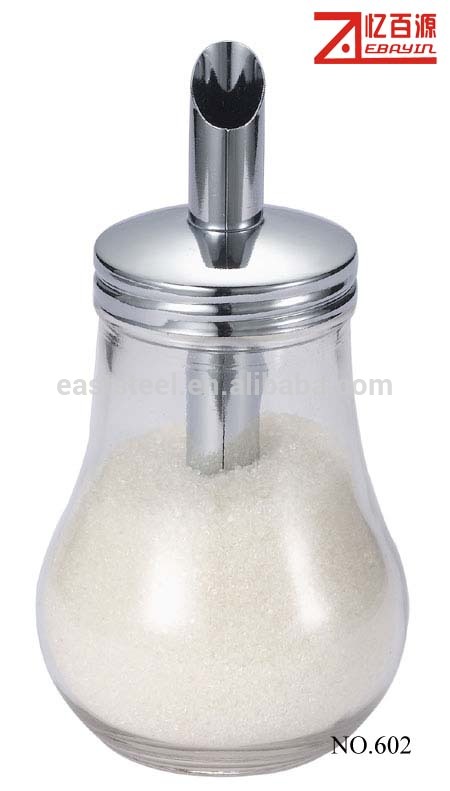 シンプルなデザインのガラス砂糖ディスペンサー-シュガーポット、ミルクポット問屋・仕入れ・卸・卸売り