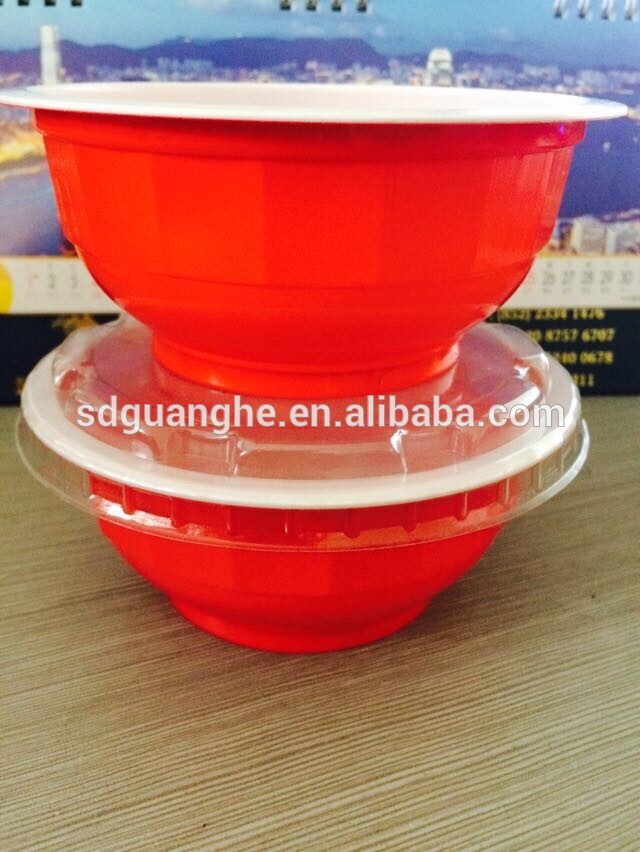 新しいスタイル2015中国製ライスプディング使い捨てのプラスチック製のふたが付いている赤いボウル-ボウル問屋・仕入れ・卸・卸売り