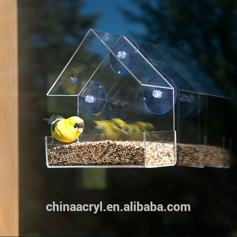クリアアクリル窓鳥フィーダーで強いオールウェザー吸引カップ-フードボウル、ペットフィーダー問屋・仕入れ・卸・卸売り
