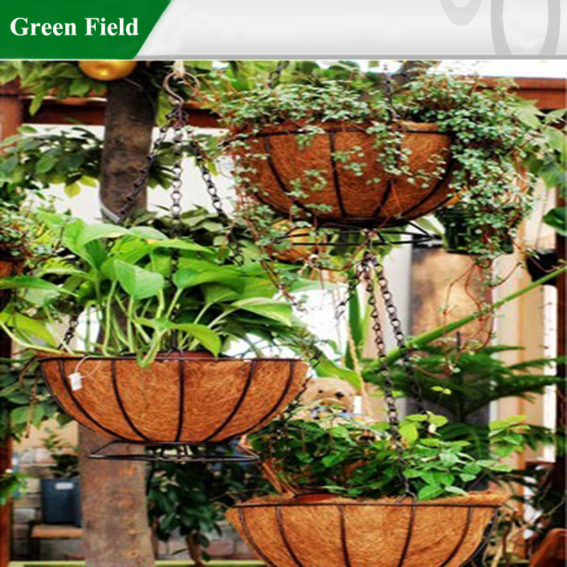 緑のフィールド鋼の庭の花のハンギングプランター卸売-ハンギングバスケット問屋・仕入れ・卸・卸売り