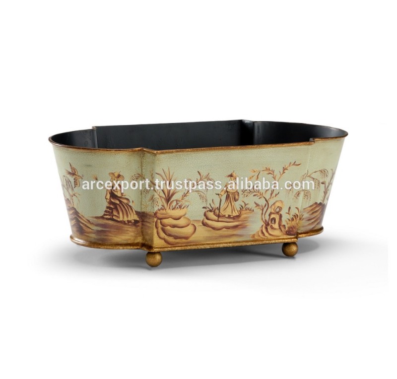 エナメルアンティークメタル目玉プランター-植木鉢、プランター問屋・仕入れ・卸・卸売り