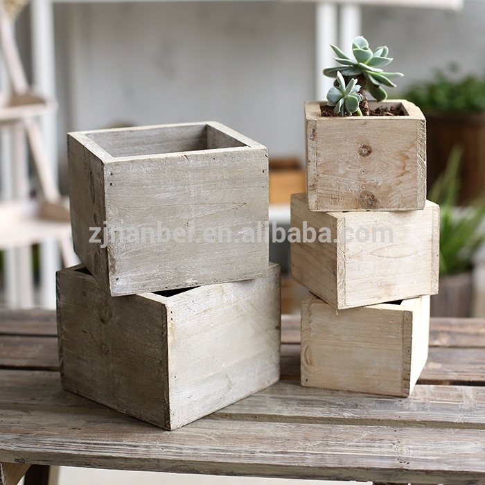 カスタム小安い素朴な木製の植木鉢、 正方形の装飾的な植木鉢-植木鉢、プランター問屋・仕入れ・卸・卸売り