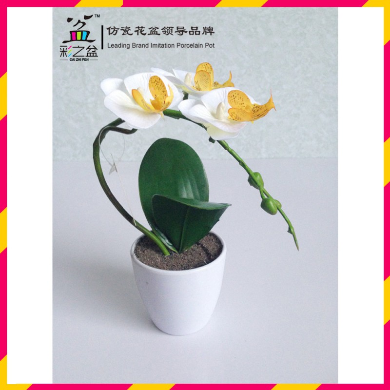 蘭の花人工植物や滑らかな丸いmx1408-1メラミンフラワーポット-植木鉢、プランター問屋・仕入れ・卸・卸売り