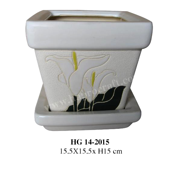 小さな正方形の セラミック フラワー ポット/フラワー ポット卸売で ベトナム (hg 14-2015)-問屋・仕入れ・卸・卸売り