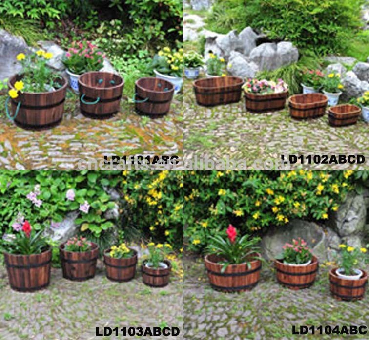 木樽・フラワーポット・花壇を提起した木製-植木鉢、プランター問屋・仕入れ・卸・卸売り