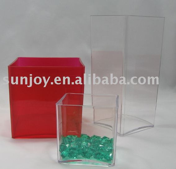 透明なプラスチック製の円筒屋内花瓶( キューブ) アクリル花瓶/フラワーポット-植木鉢、プランター問屋・仕入れ・卸・卸売り