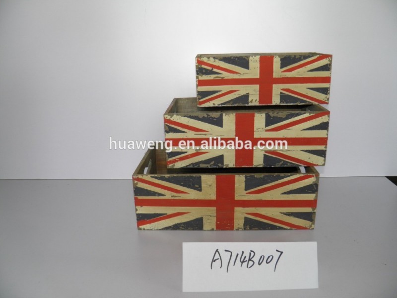 英国旗要素木製フラワーポットセット-植木鉢、プランター問屋・仕入れ・卸・卸売り