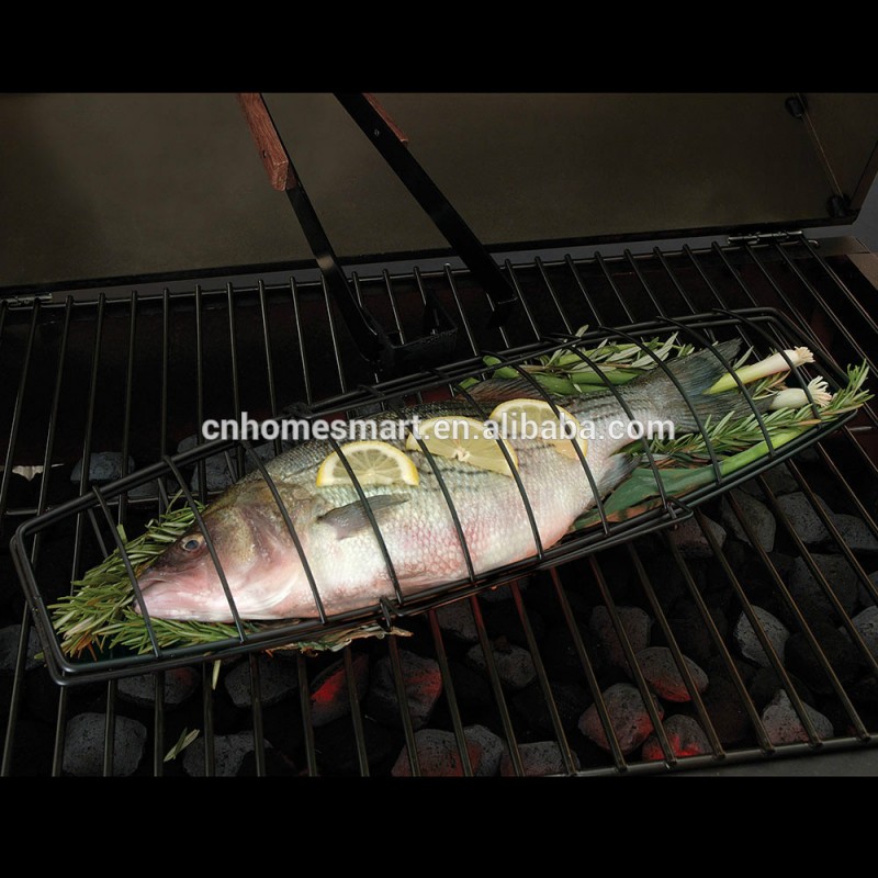 ノン スティック単一魚の切り身グリル バーベキュー ソウギョ バーベキュー ネット焙煎で取り外し可能な取り外し可能な ローズウッドハンドル-問屋・仕入れ・卸・卸売り