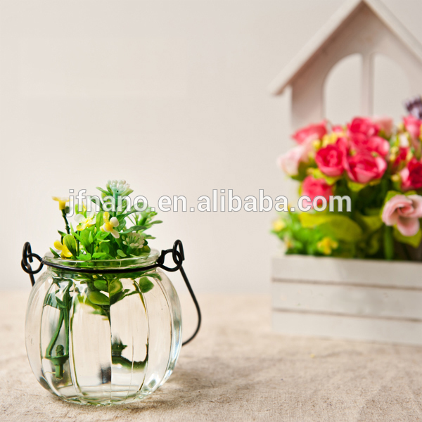 ハロウィーンのカボチャの飾りがぶら下がっている水耕ボトルガラスの花瓶-植木鉢、プランター問屋・仕入れ・卸・卸売り