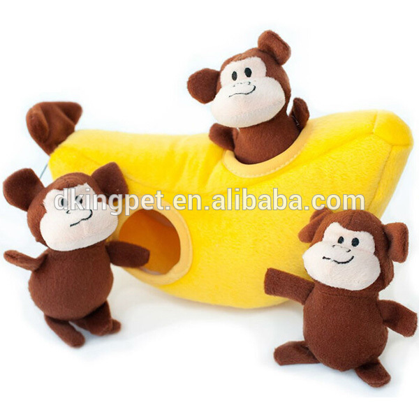 犬のおもちゃ猿とバナナ、 かくれんぼぬいぐるみ-ペット用玩具問屋・仕入れ・卸・卸売り