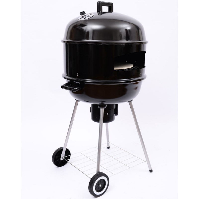Homcom屋外ラウンドピザオーブン/バーベキュー木炭トロリーグリルw/車輪-BBQグリル問屋・仕入れ・卸・卸売り
