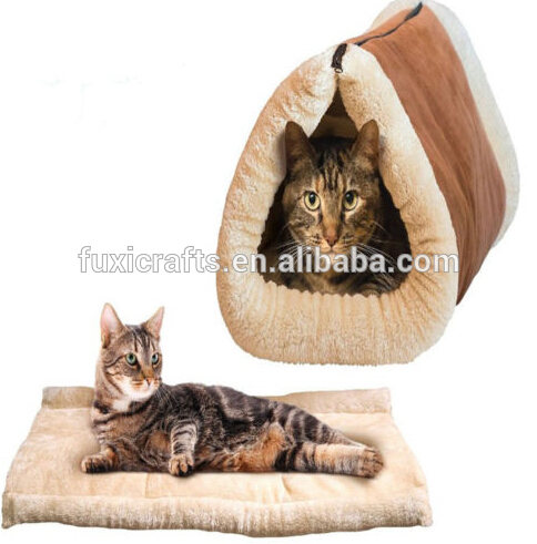 キティ小屋- 2で1チューブ猫マットベッド犬ペットアクセサリーソフト冬暖かい贈り物-ペット檻、キャリヤー、および家問屋・仕入れ・卸・卸売り